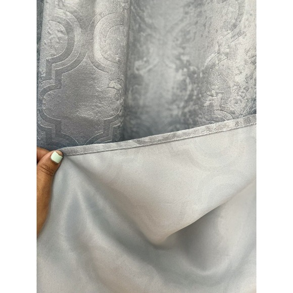 2 Panels Windows Curtain for Bedroom Living Room Moroccan Blue Metallic Print - Picture 6 of 9